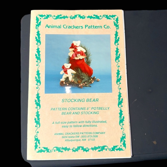 Animal Cracker Pattern Co Stocking Bear Pattern 8” Potbelly Bear and Stocking - Picture 1 of 2